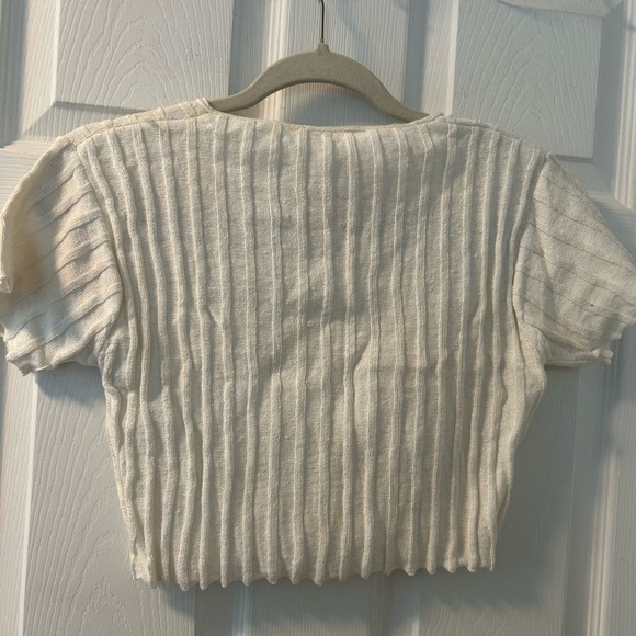90s vintage Esprit Cream Ribbed Knit Top - Picture 2 of 3